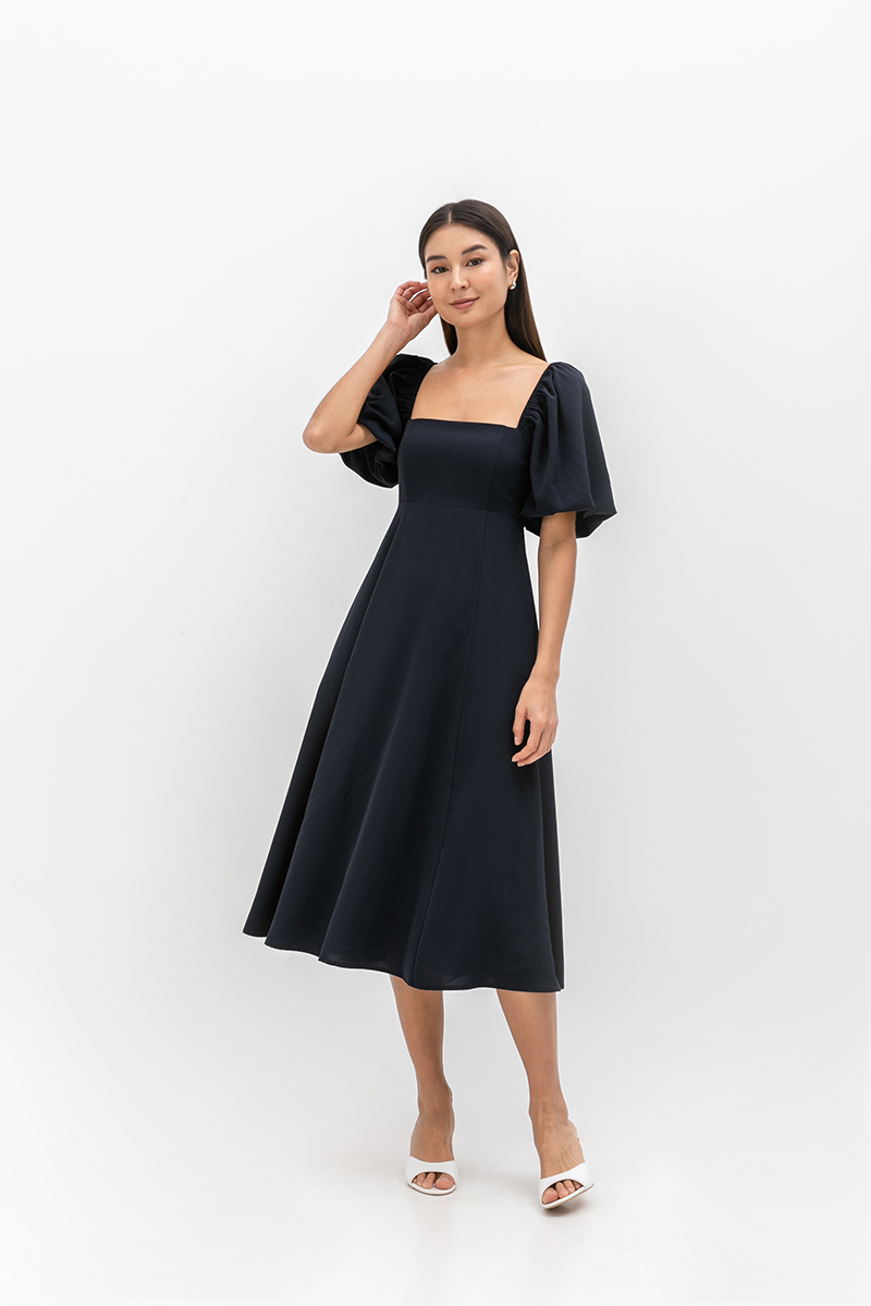 ANNETTA PUFF SLEEVE MIDI DRESS