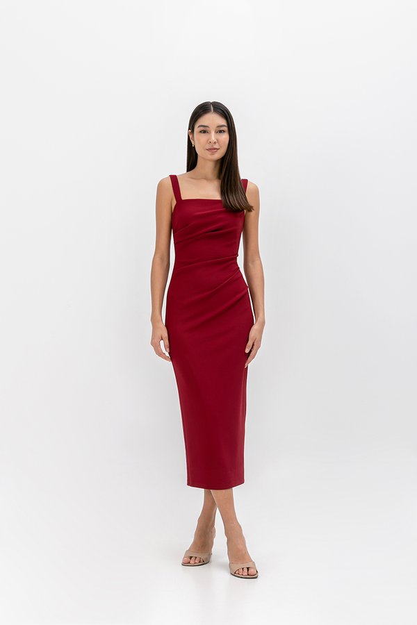 JOHANNA RUCHED BODYCON MIDI DRESS JOHANNA RUCHED BODYCON MIDI DRESS