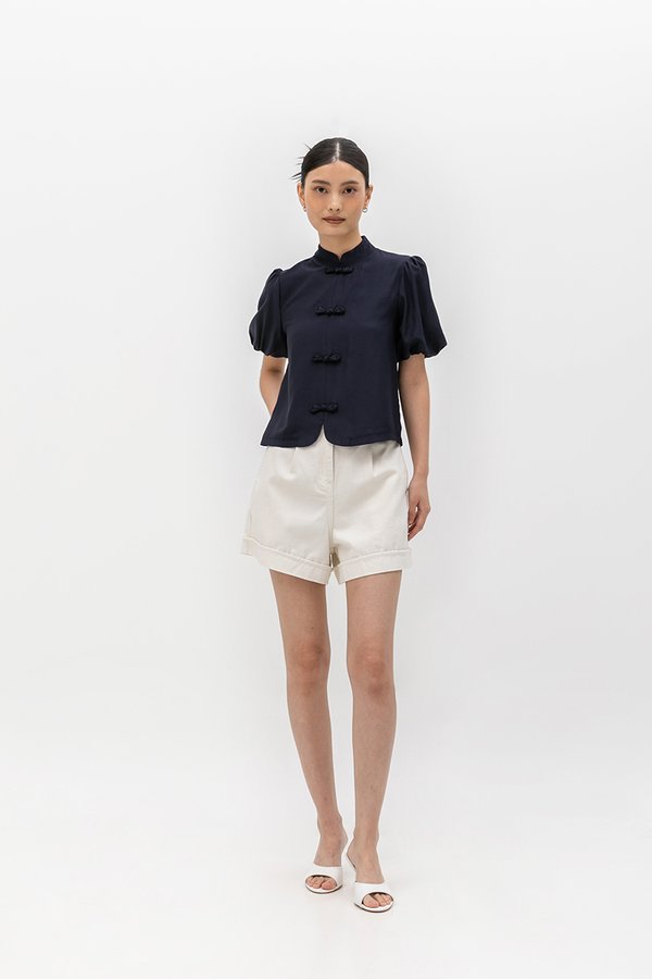 CARMIA CHEONGSAM PUFF SLEEVE TOP