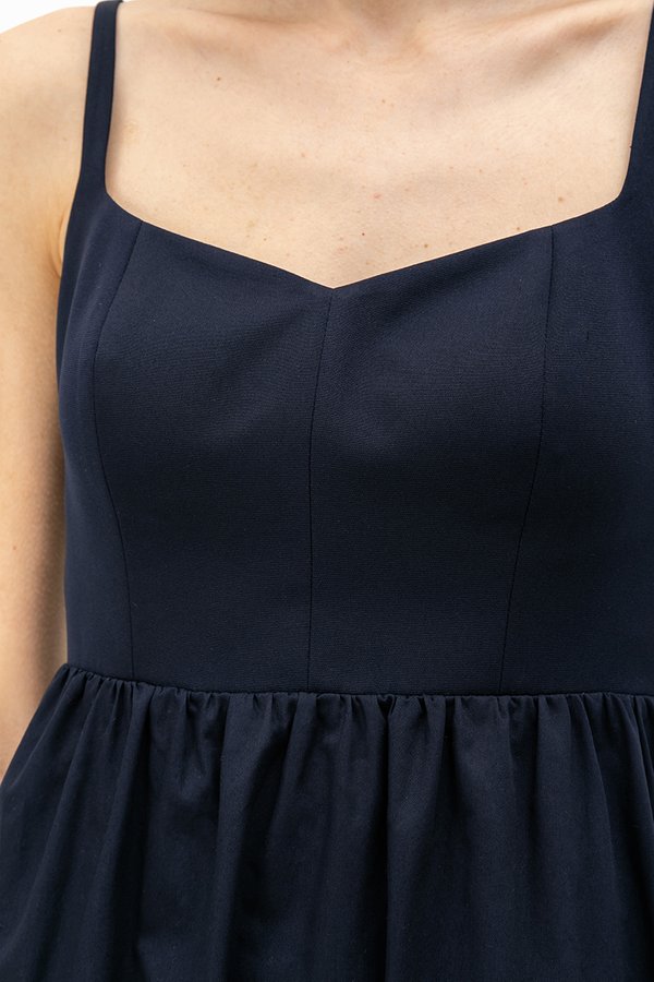 DALIA SWEETHEART CONTRAST FABRIC DRESS