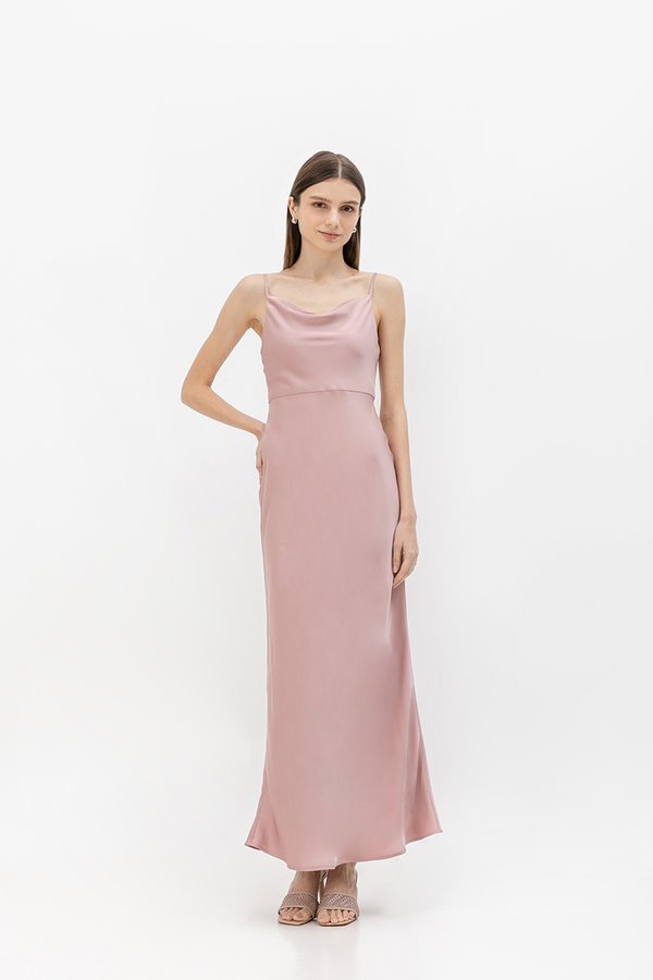 SICILY COWL NECK DRAPE SATIN DRESS SICILY COWL NECK DRAPE SATIN DRESS
