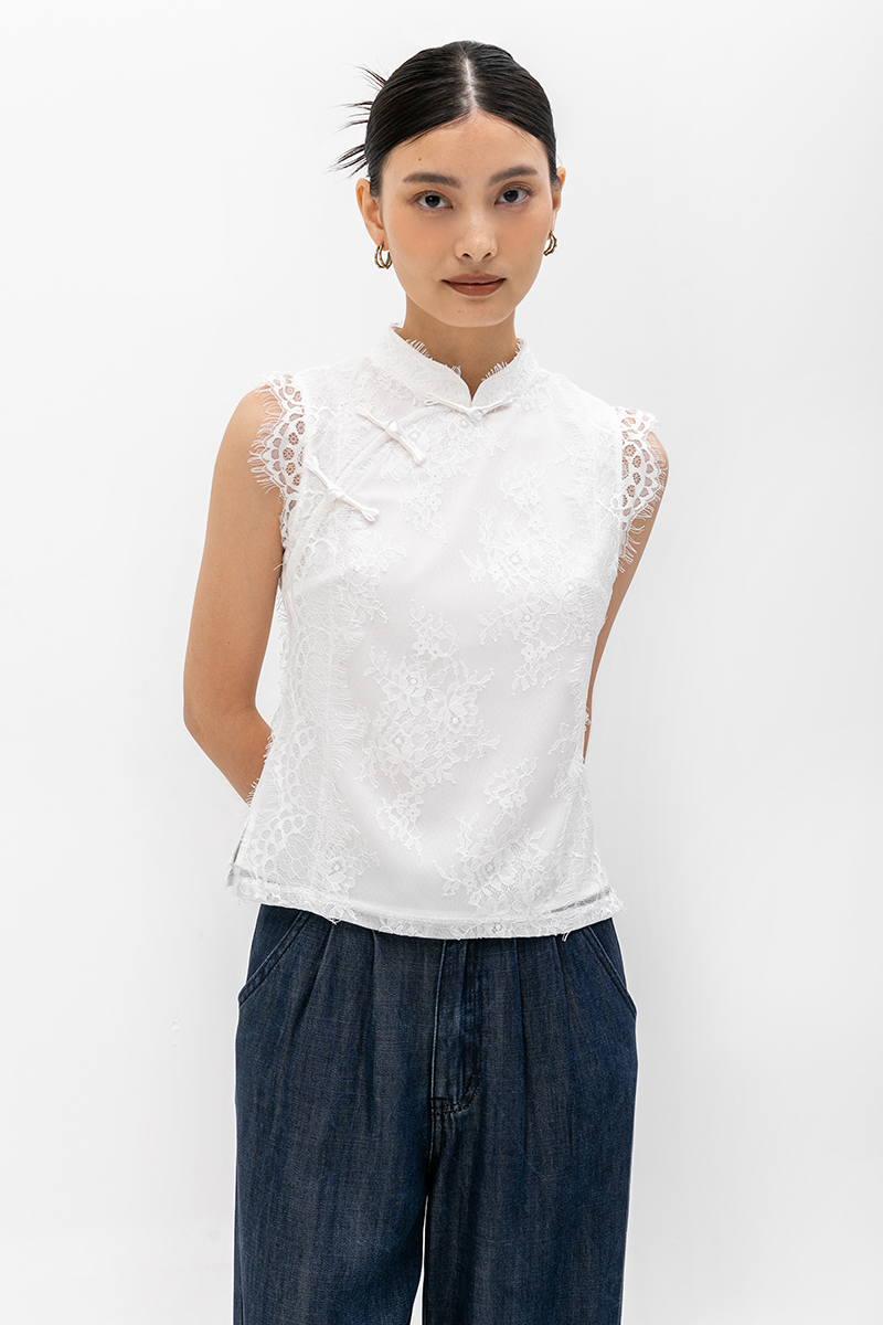 KERINA MESH LACE CHEONGSAM TOP