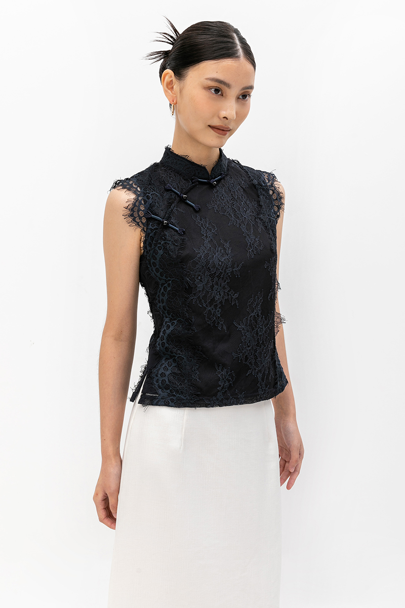 KERINA MESH LACE CHEONGSAM TOP