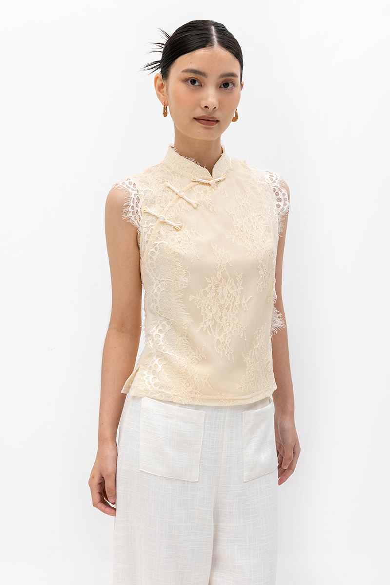 KERINA MESH LACE CHEONGSAM TOP