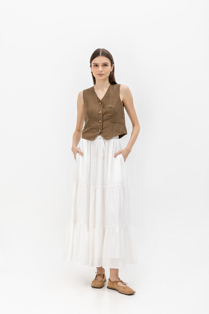 SEINE TIERED DRAWSTRING MAXI SKIRT