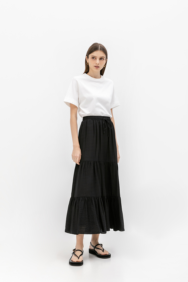 SEINE TIERED DRAWSTRING MAXI SKIRT