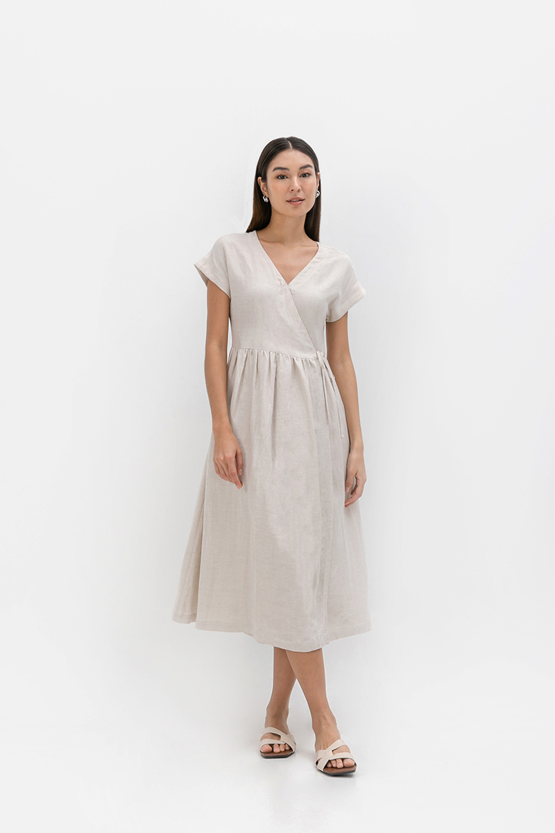 ELYSSA LINEN WRAP DRESS