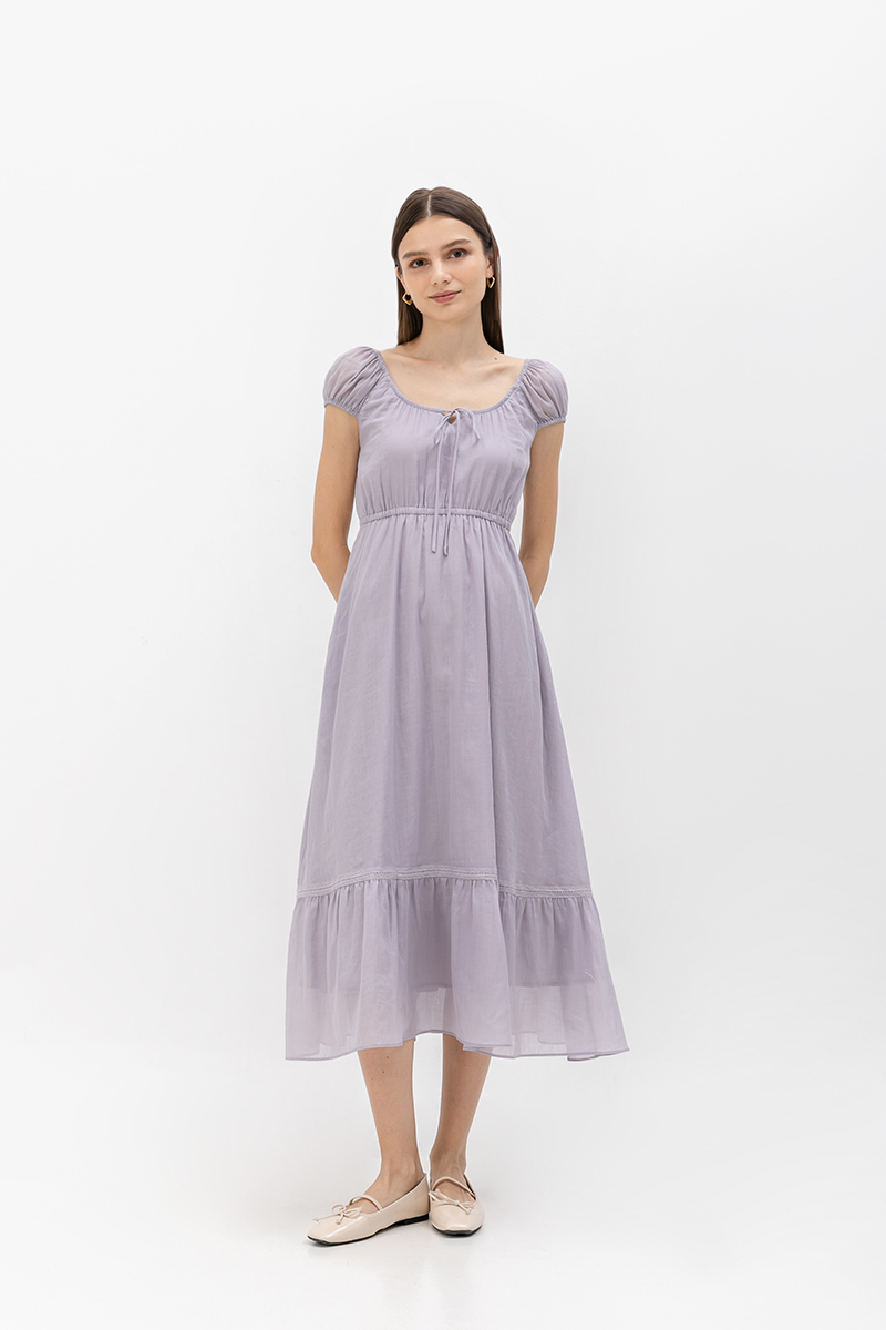 FAYE TIERED LINEN MIDI DRESS