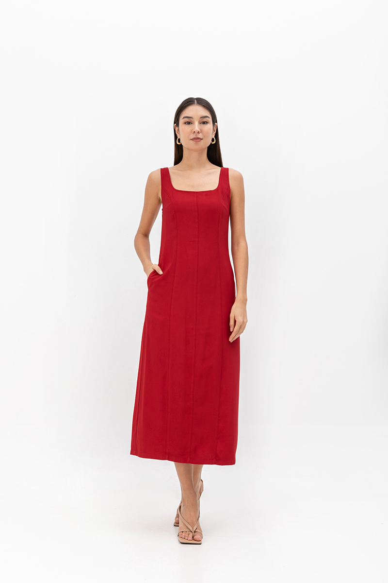 SLOANE PANELLED SQUARE NECK SLEEVELESS DRESS