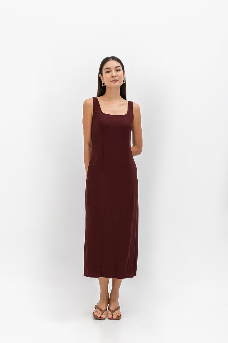 SLOANE PANELLED SQUARE NECK SLEEVELESS DRESS