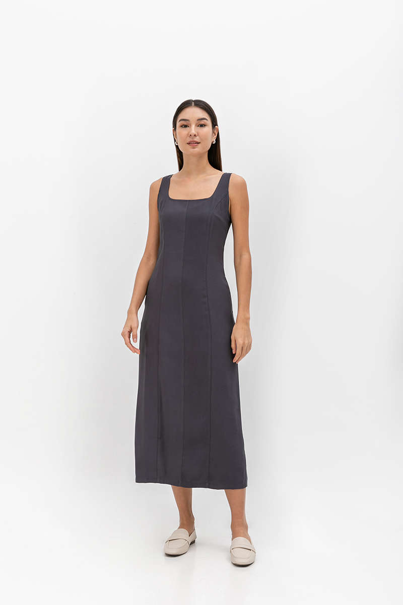 SLOANE PANELLED SQUARE NECK SLEEVELESS DRESS