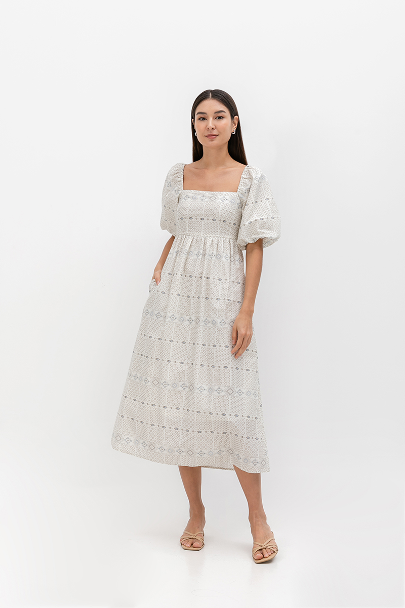 MARRAKESH PRINTED PUFF SLEEVE DRESS