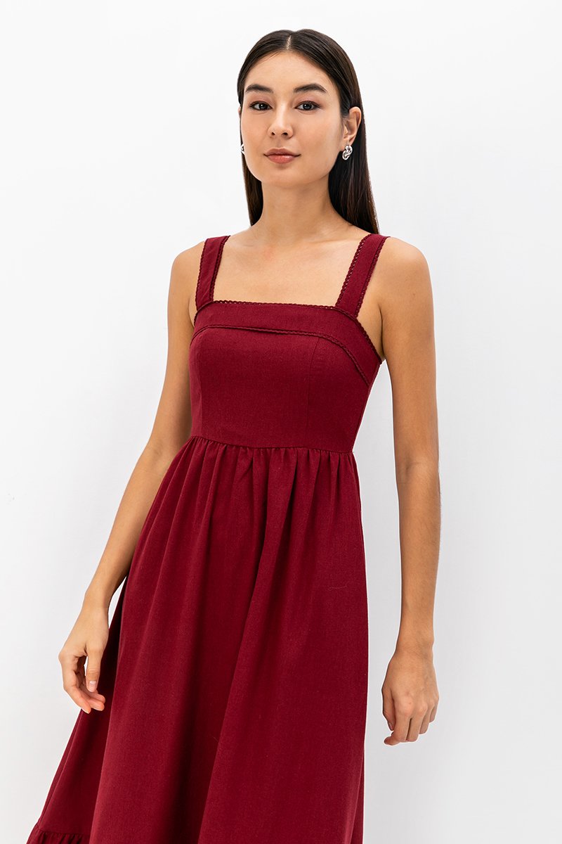 ODETTE LACE TRIM MIDI DRESS