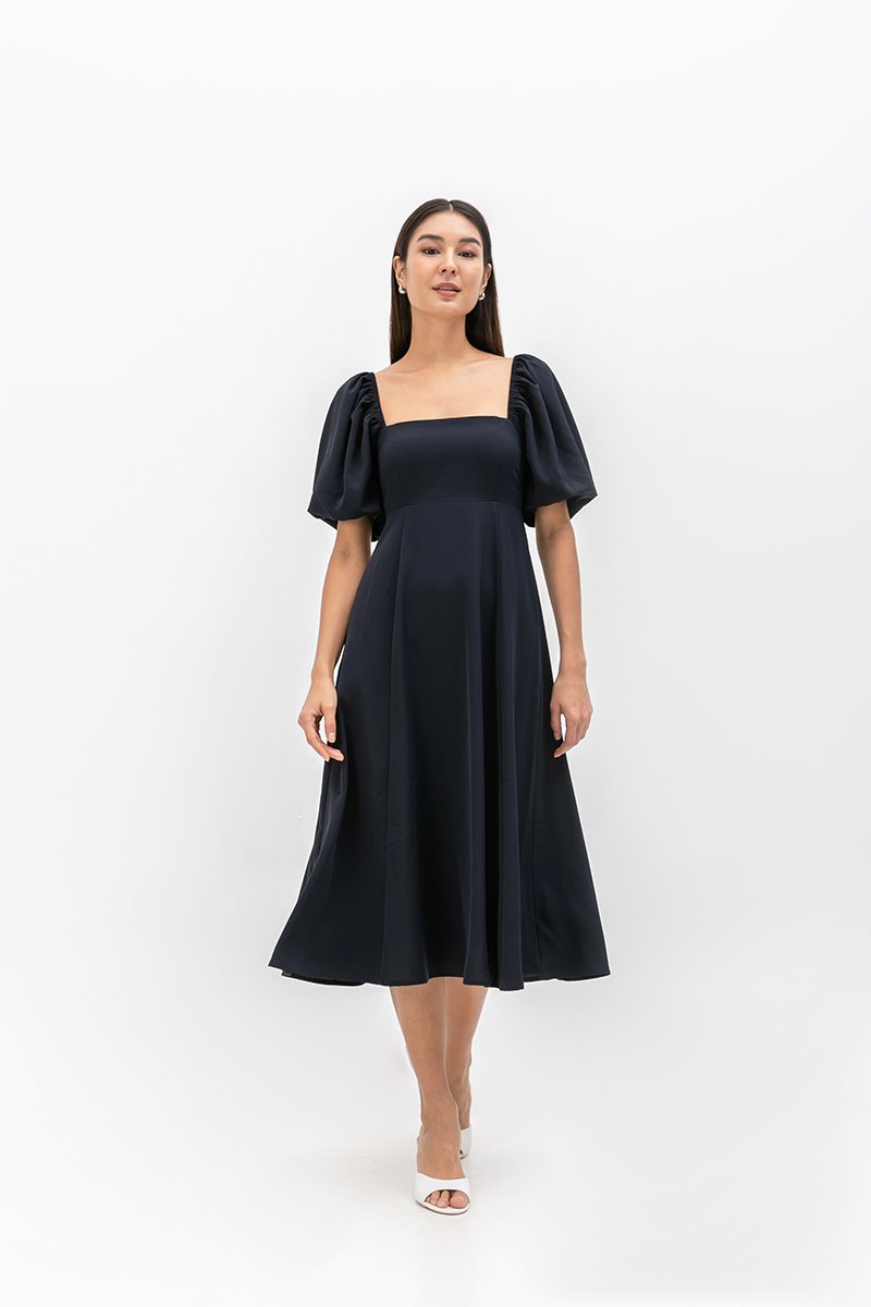 ANNETTA PUFF SLEEVE MIDI DRESS