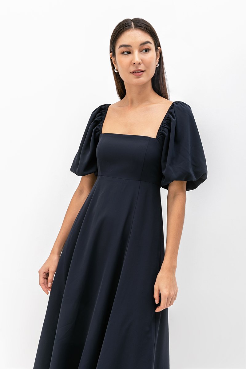 ANNETTA PUFF SLEEVE MIDI DRESS