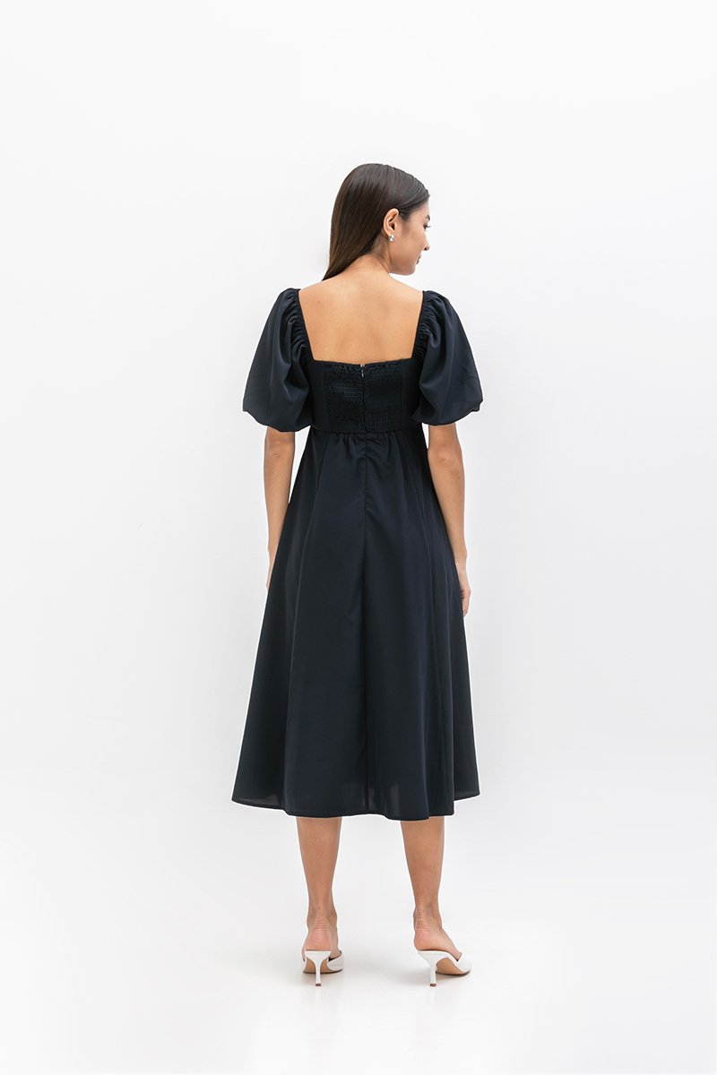 ANNETTA PUFF SLEEVE MIDI DRESS