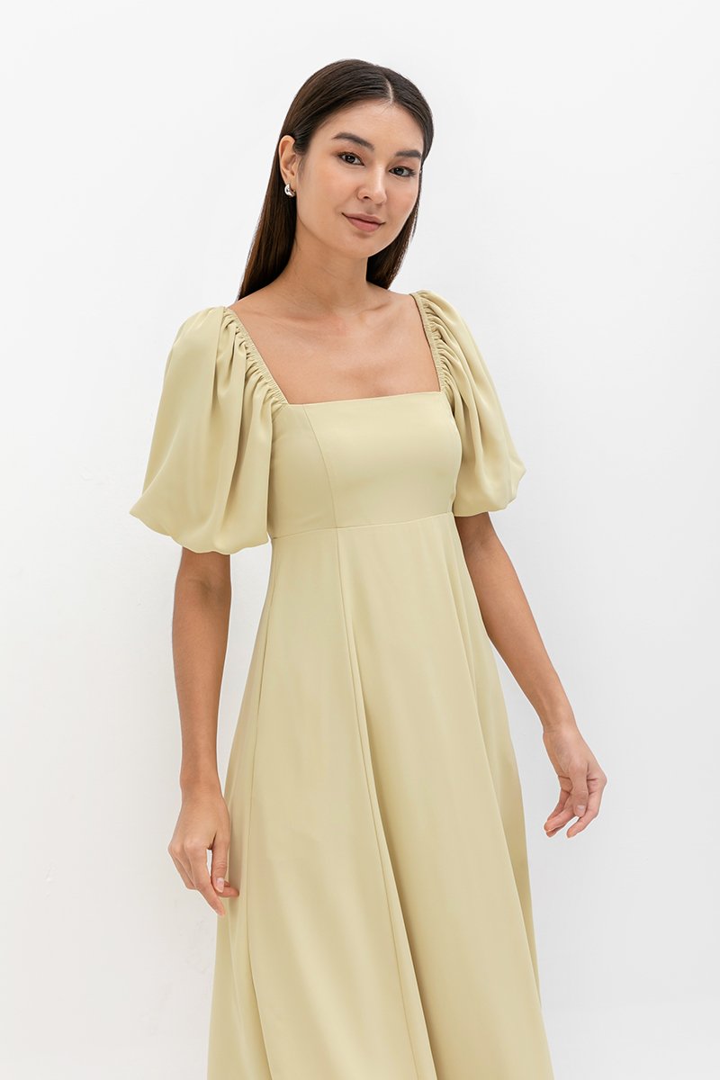 ANNETTA PUFF SLEEVE MIDI DRESS