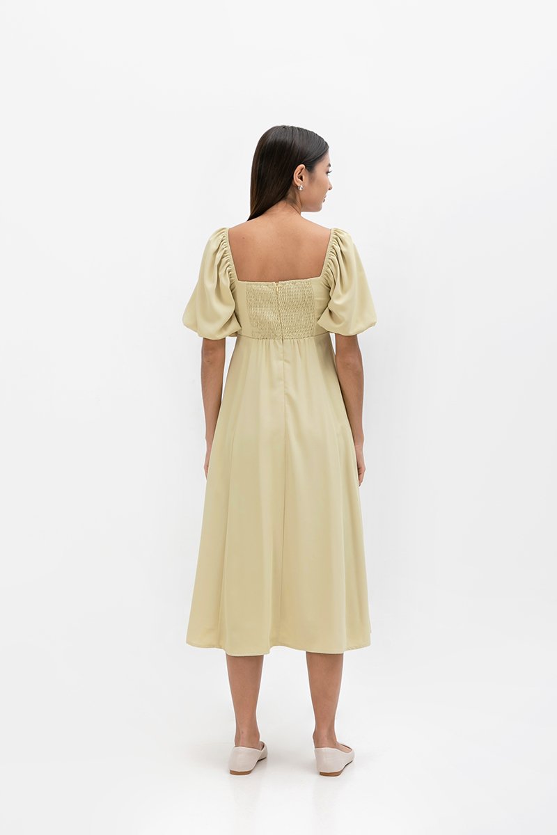 ANNETTA PUFF SLEEVE MIDI DRESS