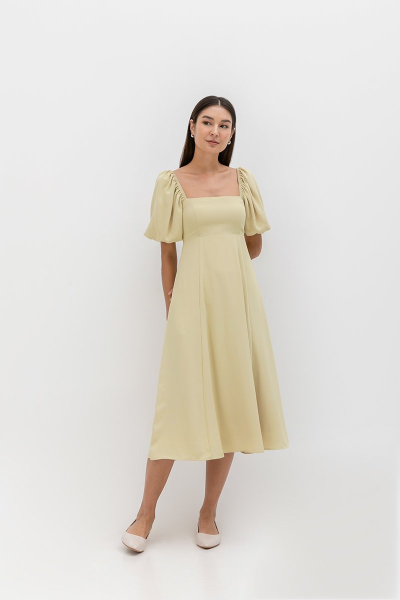 ANNETTA PUFF SLEEVE MIDI DRESS