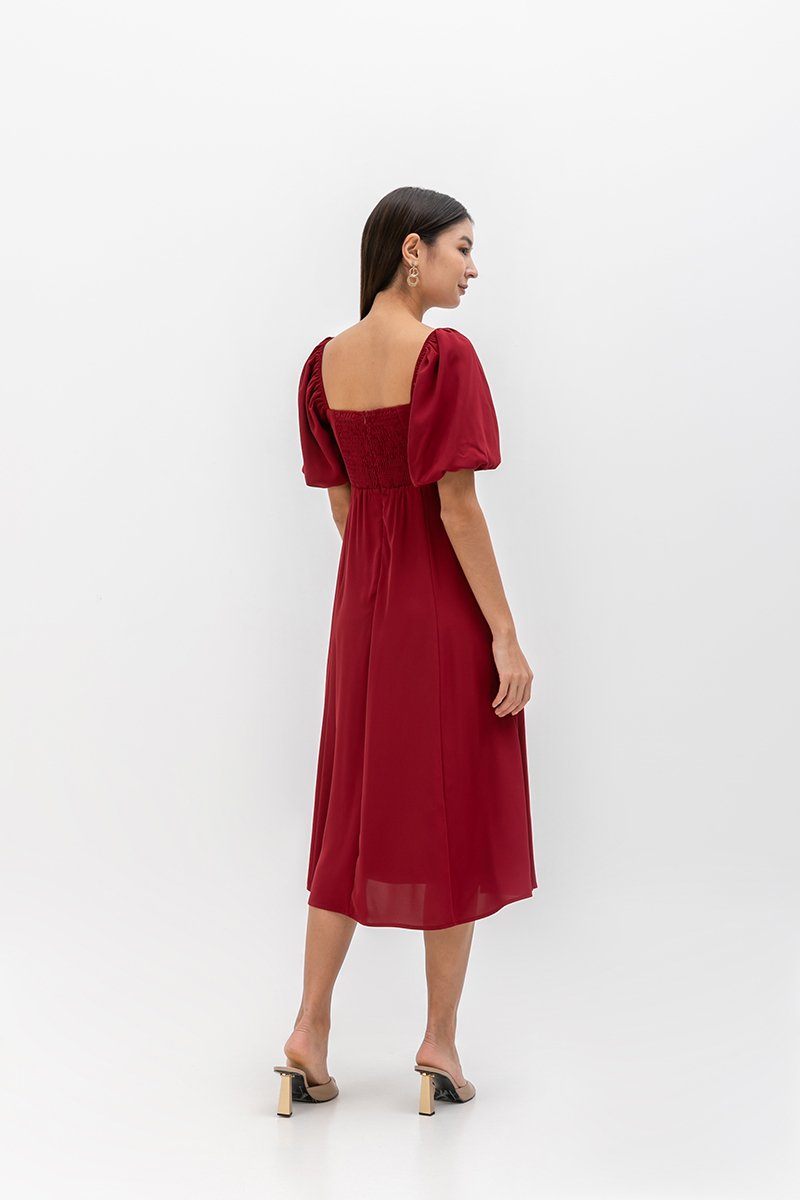 ANNETTA PUFF SLEEVE MIDI DRESS