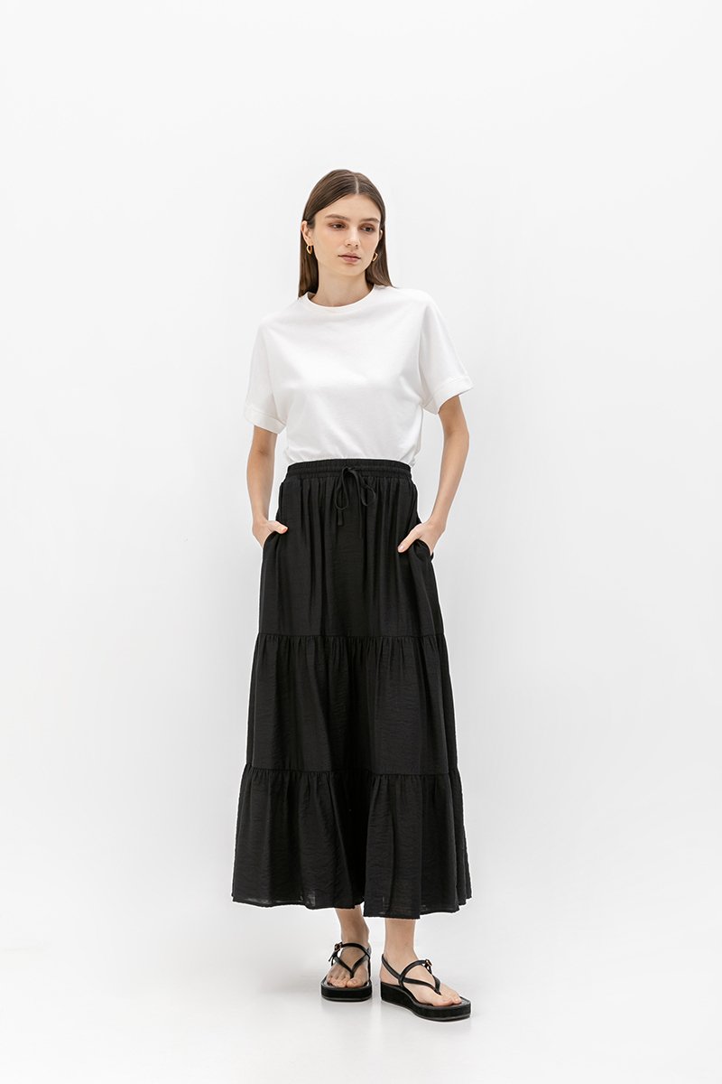 SEINE TIERED DRAWSTRING MAXI SKIRT