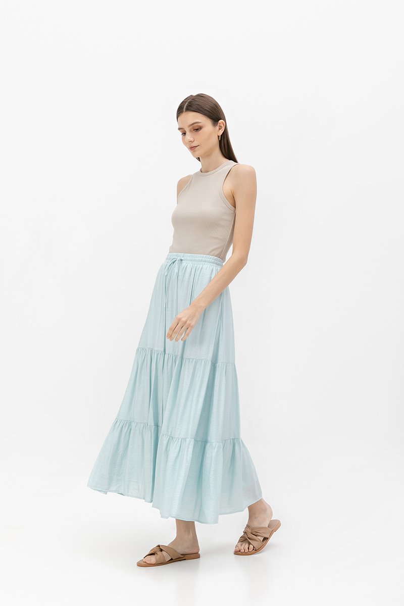 SEINE TIERED DRAWSTRING MAXI SKIRT