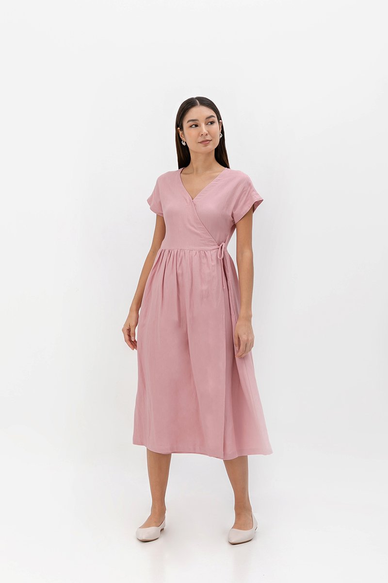 ELYSSA LINEN WRAP DRESS
