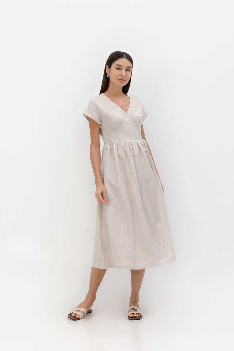 ELYSSA LINEN WRAP DRESS