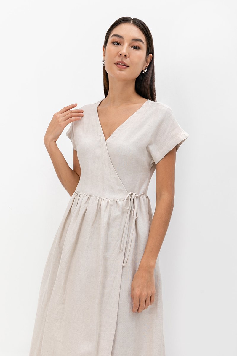 ELYSSA LINEN WRAP DRESS
