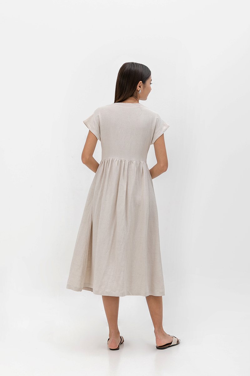 ELYSSA LINEN WRAP DRESS