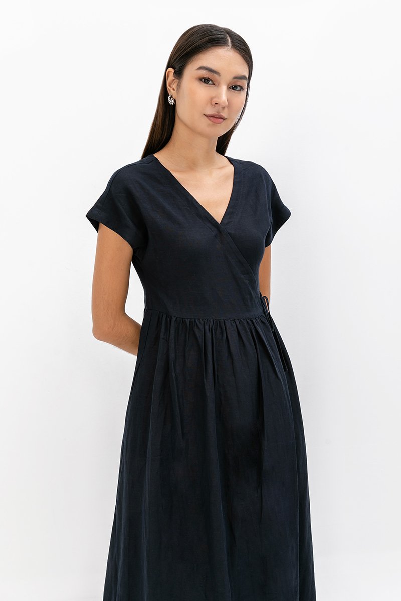 ELYSSA LINEN WRAP DRESS