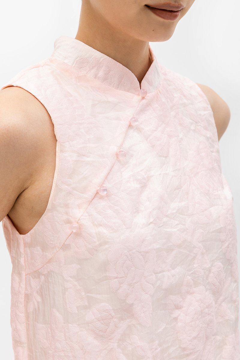 NADINA EMBOSSED ORGANZA CHEONGSAM TOP