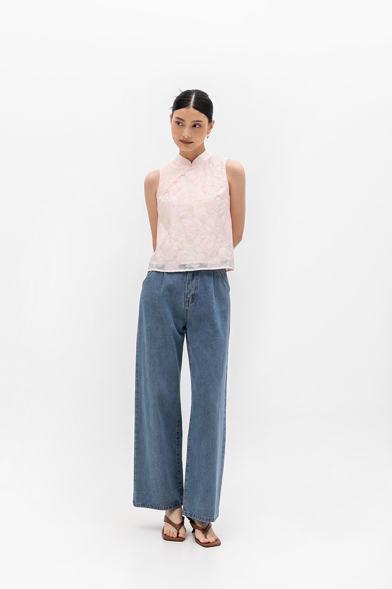 NADINA EMBOSSED ORGANZA CHEONGSAM TOP