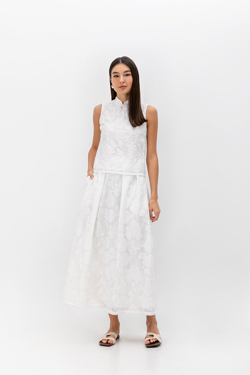 NADINA EMBOSSED ORGANZA CHEONGSAM TOP