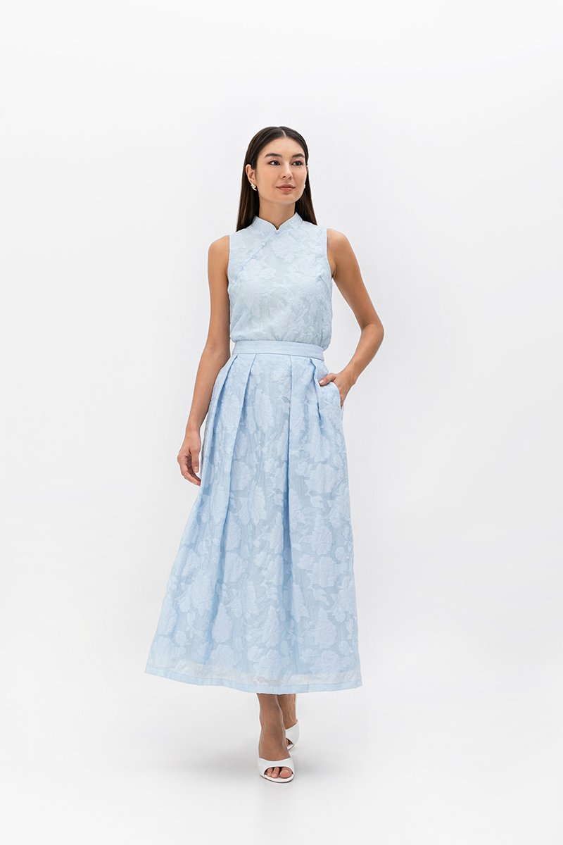 NADINA EMBOSSED ORGANZA CHEONGSAM TOP