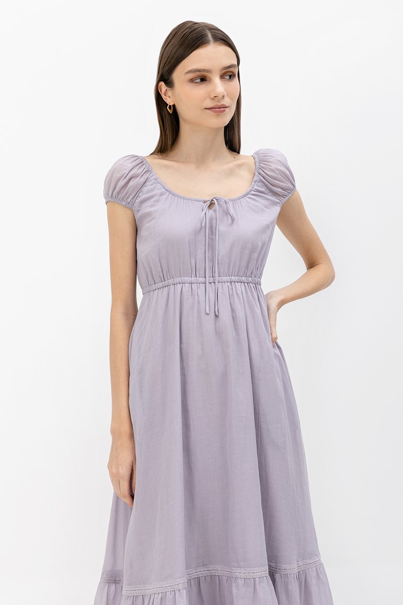 FAYE TIERED LINEN MIDI DRESS