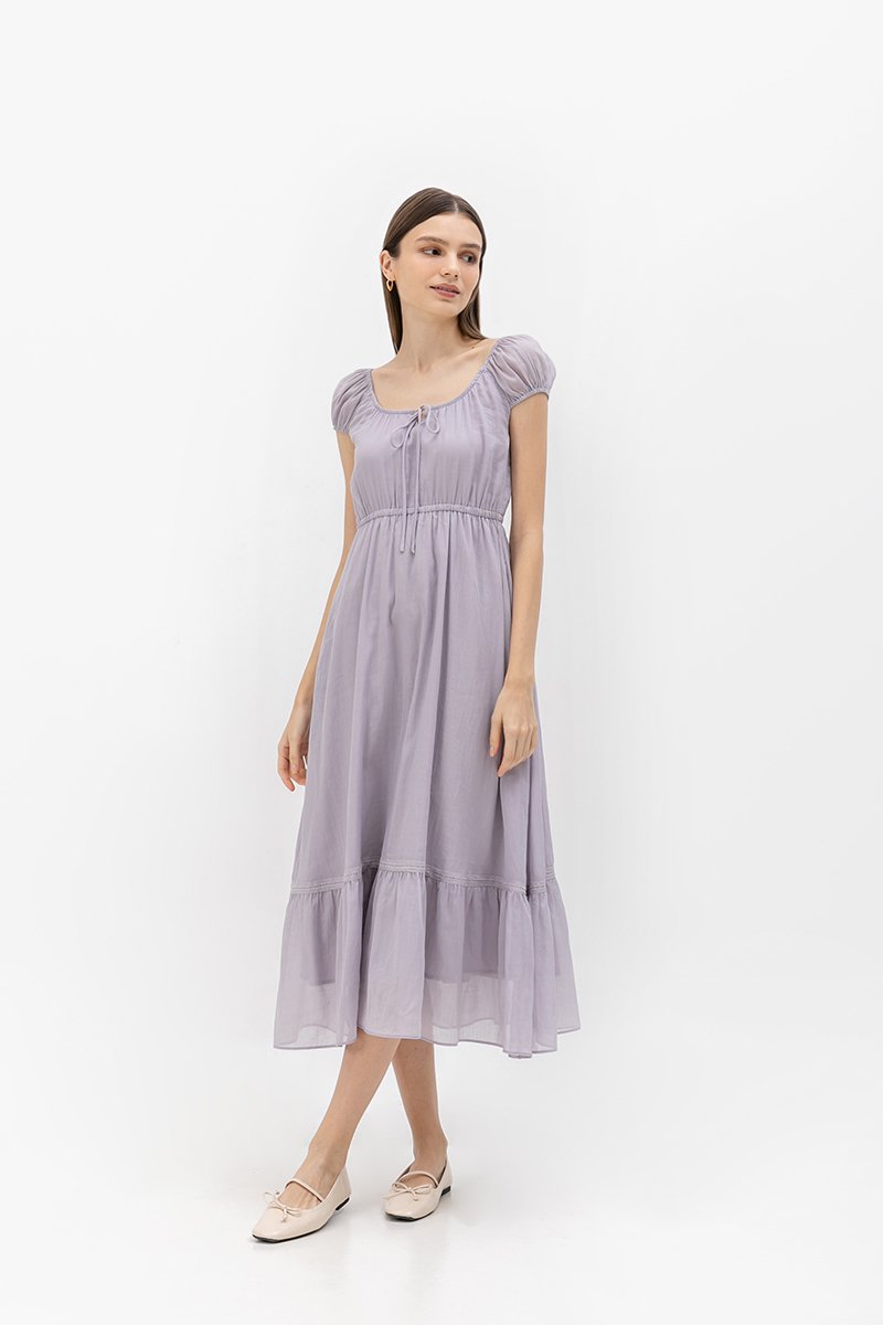 FAYE TIERED LINEN MIDI DRESS