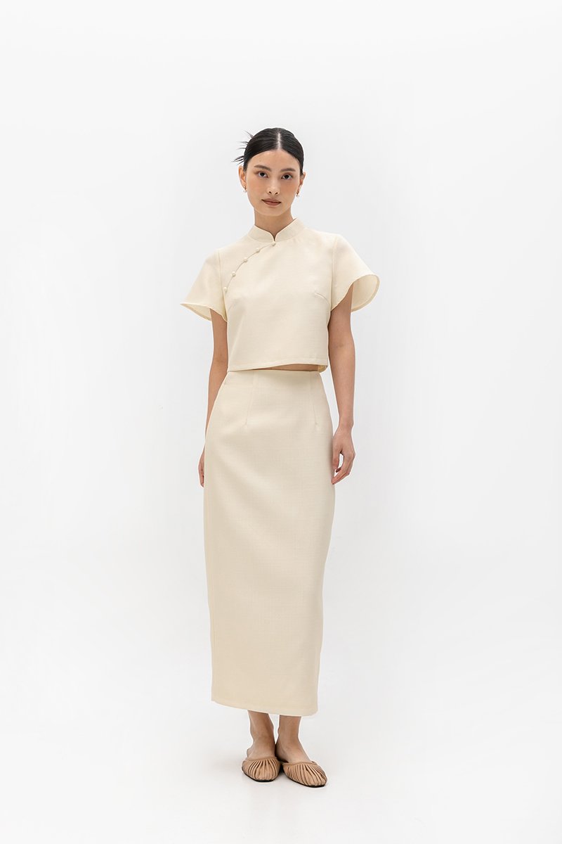 AYUMI TWEED PENCIL SKIRT