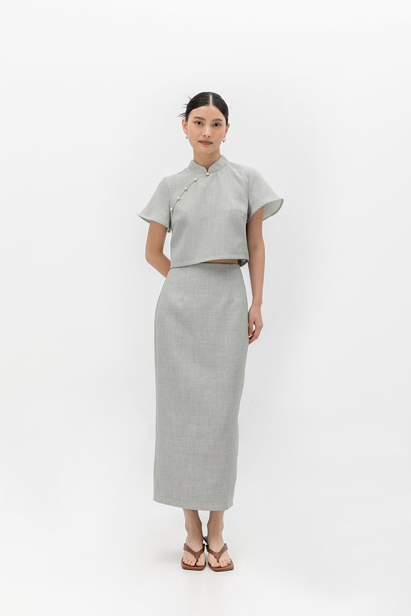 AYUMI TWEED PENCIL SKIRT