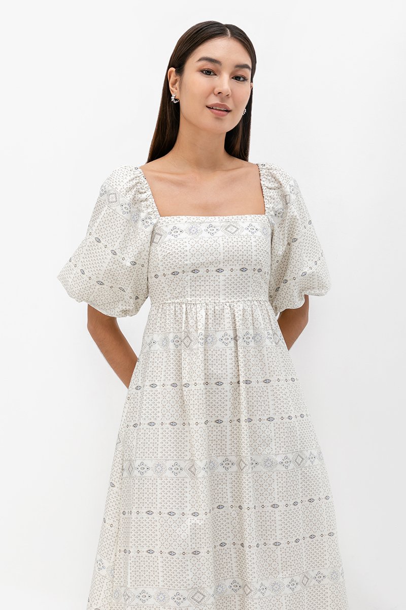 MARRAKESH PRINTED PUFF SLEEVE DRESS