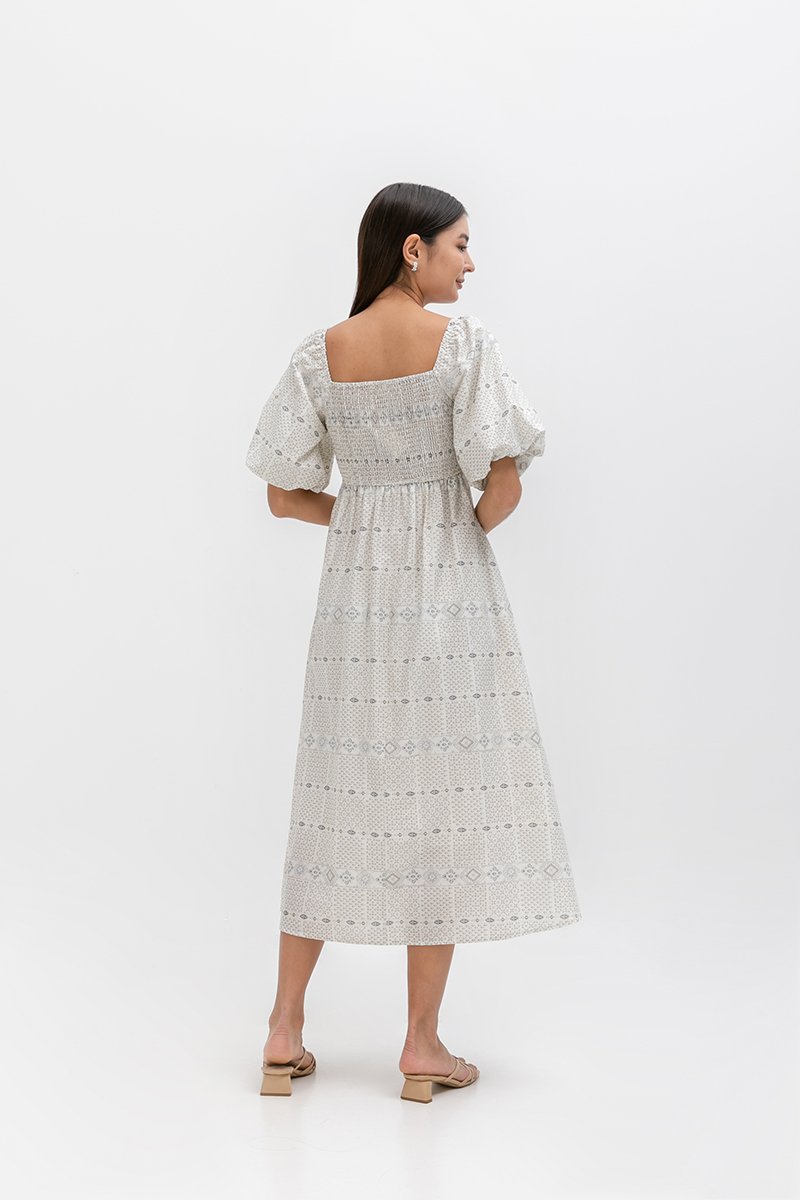 MARRAKESH PRINTED PUFF SLEEVE DRESS