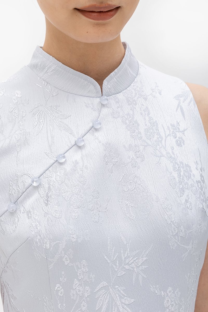 CRISSY EMBOSSED JACQUARD CHEONGSAM DRESS