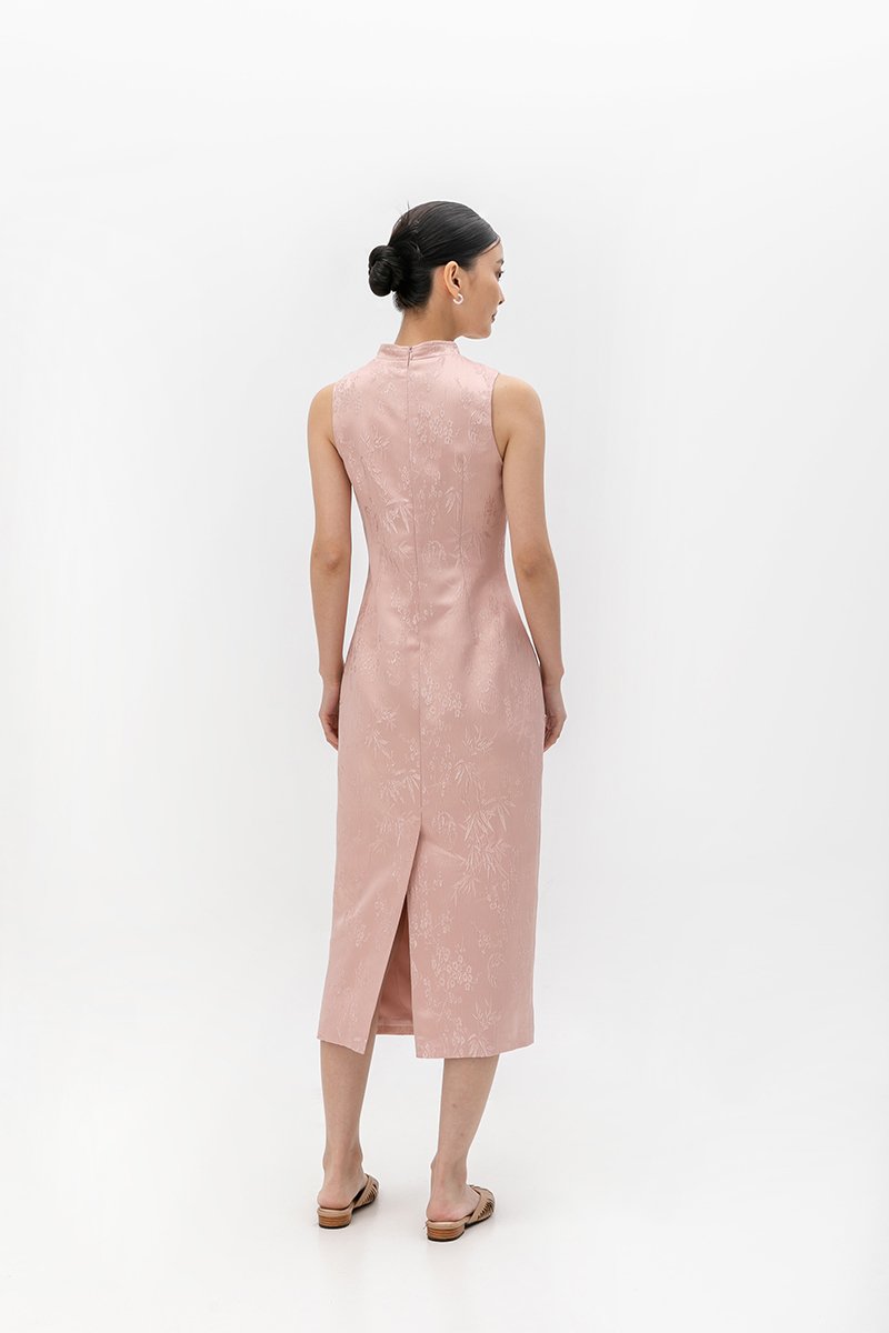 CRISSY EMBOSSED JACQUARD CHEONGSAM DRESS