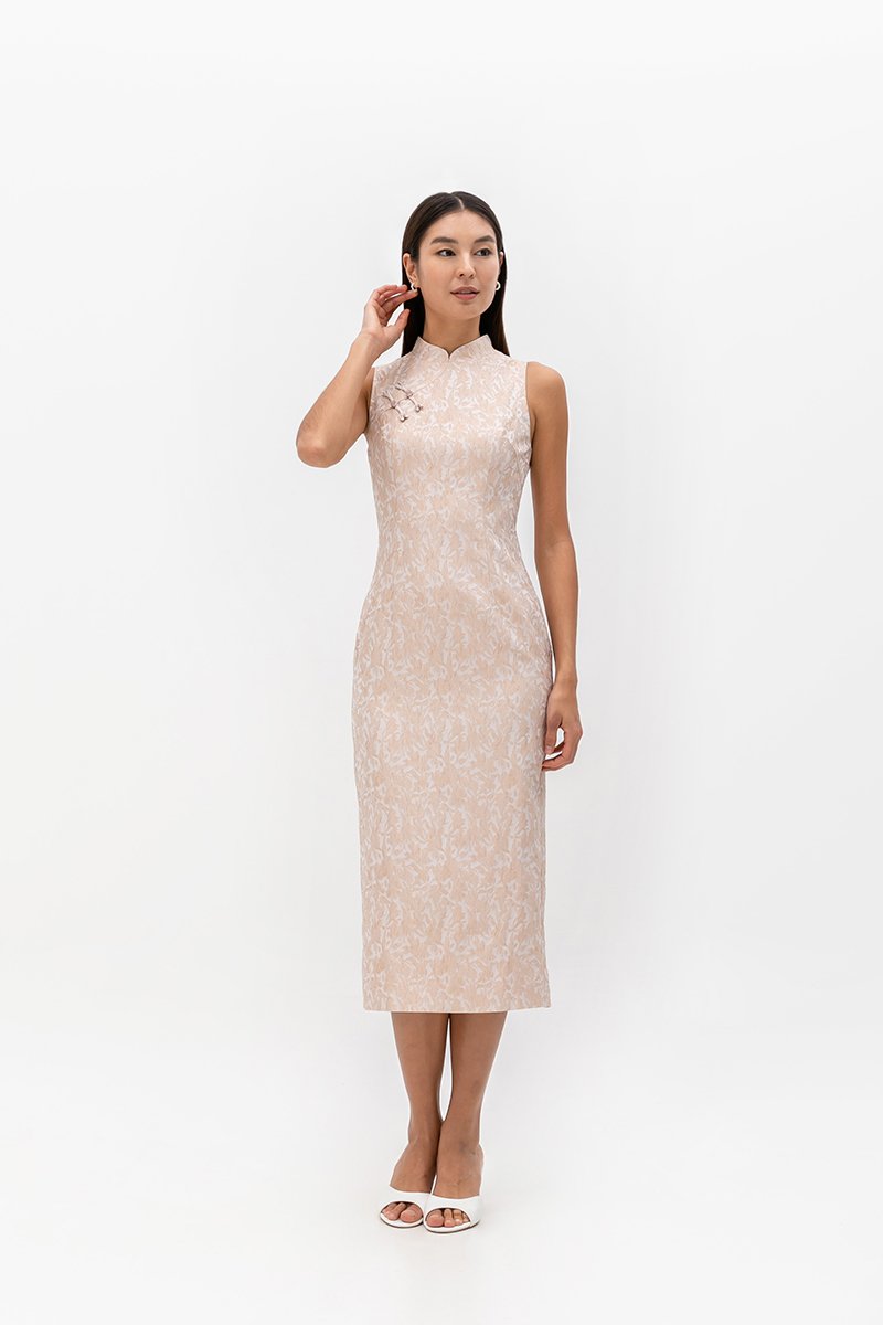 LUCINDA FLORAL JACQUARD CHEONGSAM DRESS