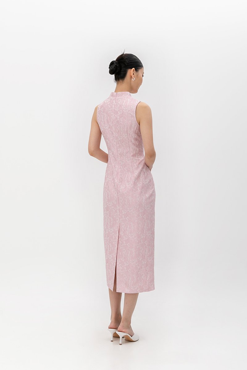 LUCINDA FLORAL JACQUARD CHEONGSAM DRESS