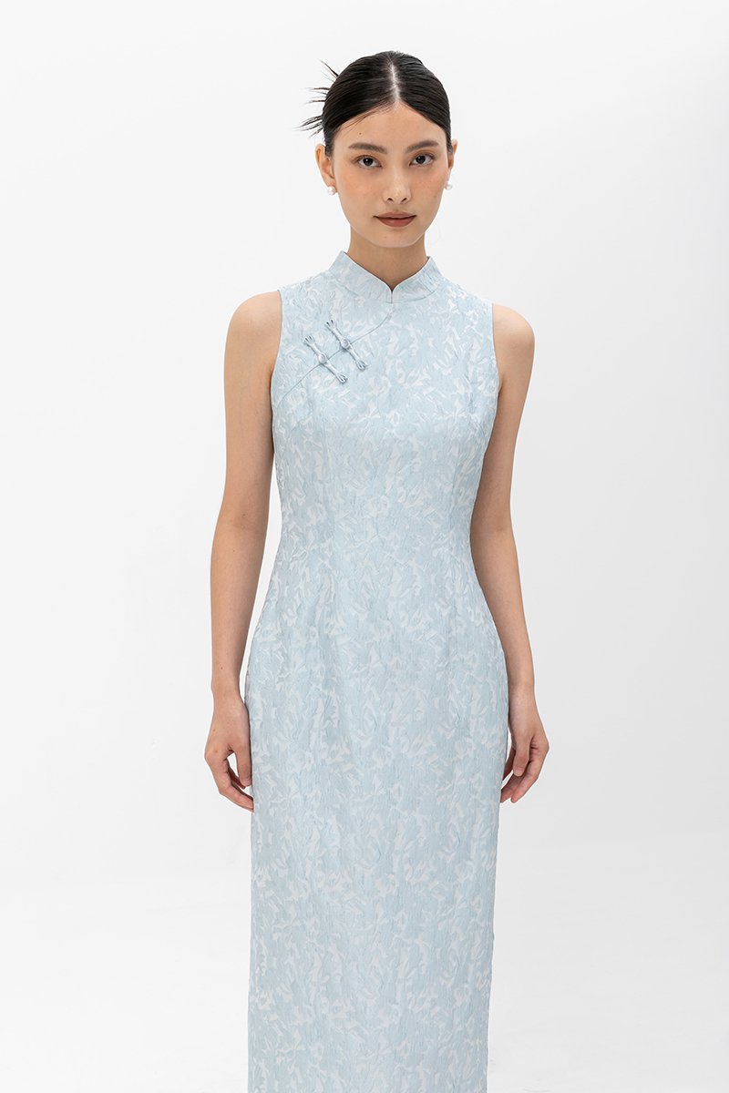 LUCINDA FLORAL JACQUARD CHEONGSAM DRESS