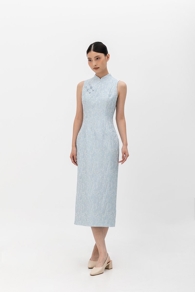 LUCINDA FLORAL JACQUARD CHEONGSAM DRESS