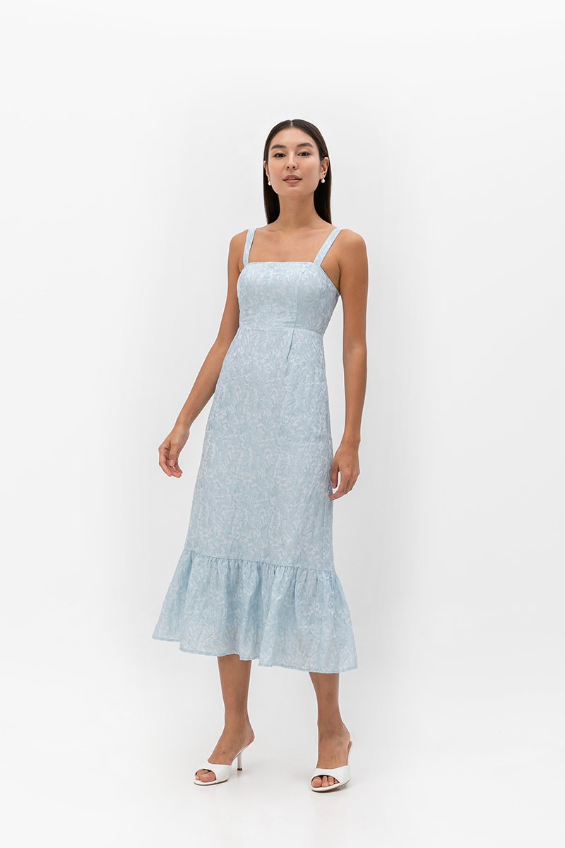 LAIA FLORAL JACQUARD MIDI DRESS