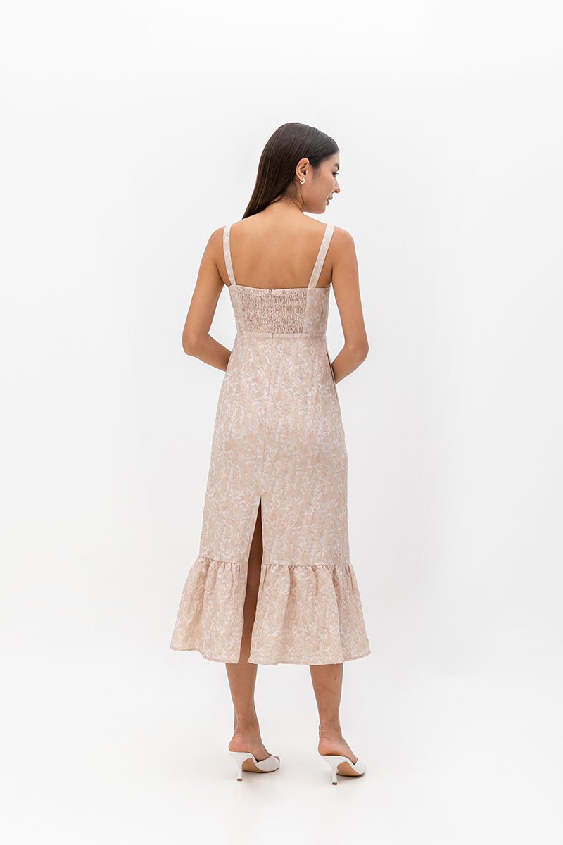 LAIA FLORAL JACQUARD MIDI DRESS