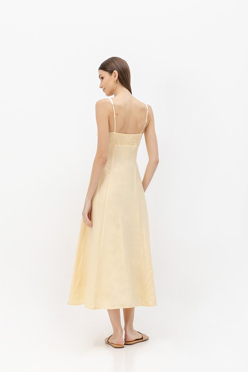 NALLA LINEN MIDI DRESS